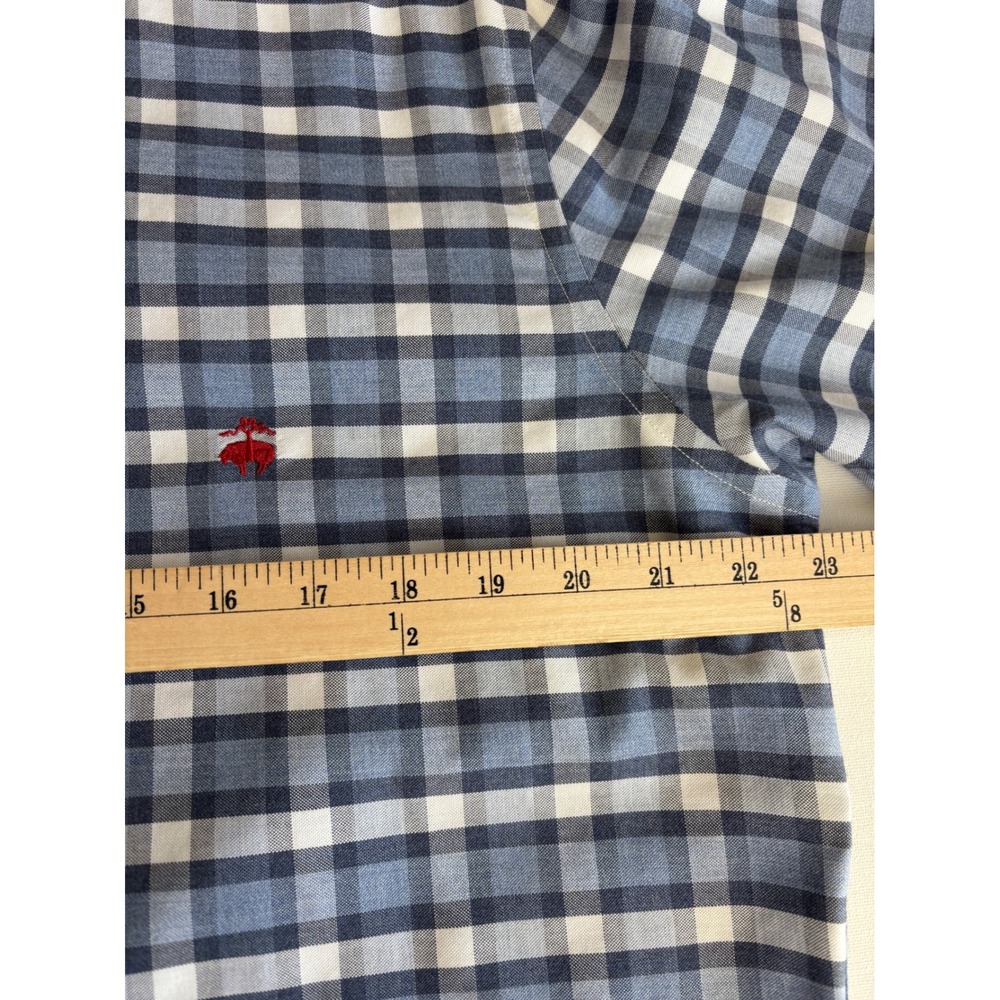 Brooks Brothers Regent Non-Iron Supima Cotton Check Shirt Mens Large Blue White - Picture 5 of 6
